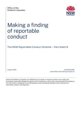 Making A Finding Of Reportable Conduct | Office Of The Children's Guardian