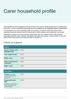 Carer household profile template preview image