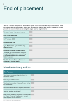 End of placement template preview